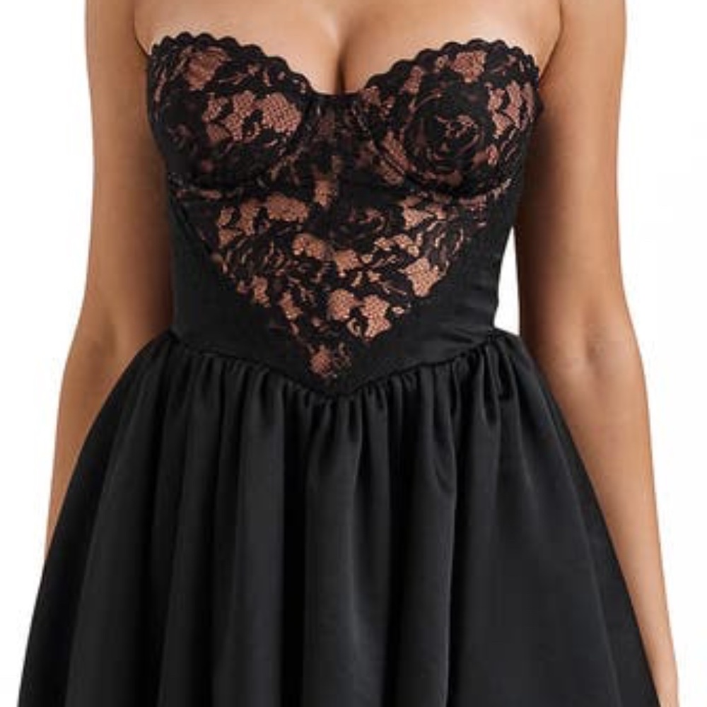 House CB J'Adore Strapless Mixed Media Cocktail Minidress